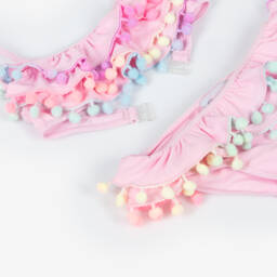 Selini Action-Girls Pink Ruffle & Pom-Pom Bikini | Childrensalon