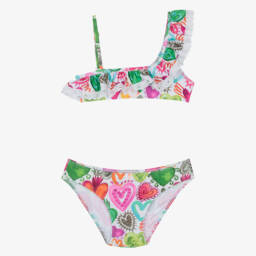 Selini Action-Girls White Heart Print Bikini | Childrensalon