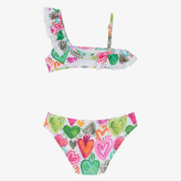Selini Action-Girls White Heart Print Bikini | Childrensalon