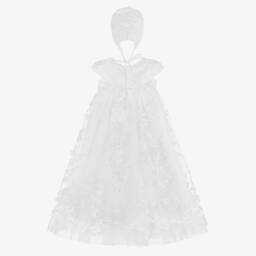 Sevva-طقم فستان وقبعة للمناسبات لون عاجي للمولودات | Childrensalon