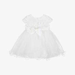 Sevva-Baby Girls Ivory Embroidered Tulle & Satin Dress | Childrensalon