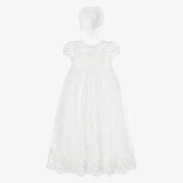 Sevva-Baby Girls White Ceremony Gown & Bonnet Set | Childrensalon