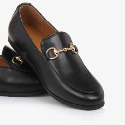Sevva-Boys Black Faux Leather Horsebit Loafers | Childrensalon