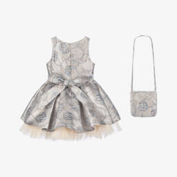 Sevva-Girls Blue & Gold Brocade Dress Set | Childrensalon