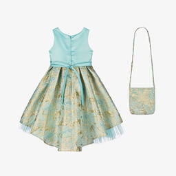 Sevva-Girls Blue Satin & Brocade Dress Set | Childrensalon