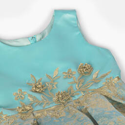 Sevva-Girls Blue Satin & Brocade Dress Set | Childrensalon