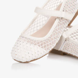 Sevva-Туфли из сетки кремовые со стразами для девочек | Childrensalon