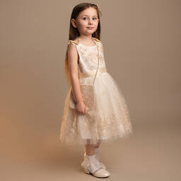 Sevva-Girls Ivory Embroidered Tulle Dress Set | Childrensalon