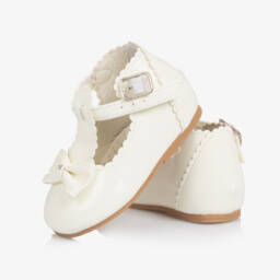 Sevva-Girls Ivory Faux Patent Leather First Walkers | Childrensalon