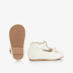 Sevva-Girls Ivory Faux Patent Leather First Walkers | Childrensalon