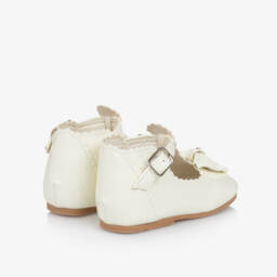 Sevva-Girls Ivory Faux Patent Leather First Walkers | Childrensalon