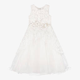 Sevva-Girls Ivory Guipure Lace & Tulle Dress | Childrensalon