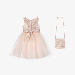 Sevva-Girls Pink Jacquard & Tulle Dress Set | Childrensalon
