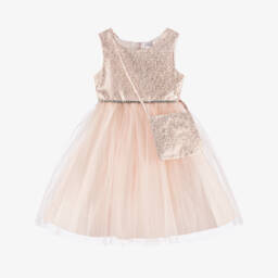Sevva-Girls Pink Jacquard & Tulle Dress Set | Childrensalon