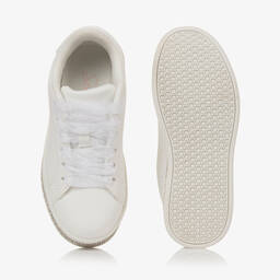 Sevva-Girls White Lace-Up Diamanté Trainers | Childrensalon