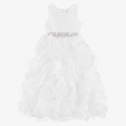 Sevva-Girls White Satin & Organza Dress | Childrensalon