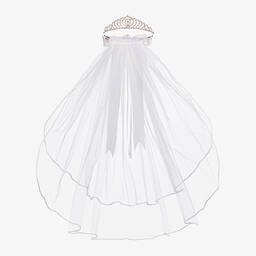 Sarah Louise-Girls White Embroidered Tulle Communion Dress | Childrensalon
