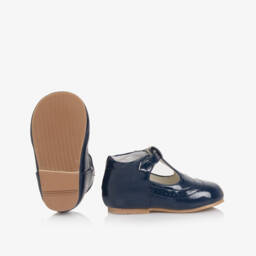 Sevva-Navy Blue Patent Faux Leather First Walker Bar Shoes | Childrensalon