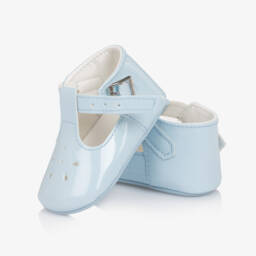 Sevva-Pale Blue Faux Patent Leather Pre-Walkers | Childrensalon