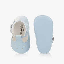 Sevva-Pale Blue Faux Patent Leather Pre-Walkers | Childrensalon