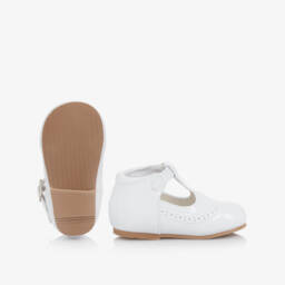 Sevva-White Patent Faux Leather First Walker Bar Shoes | Childrensalon