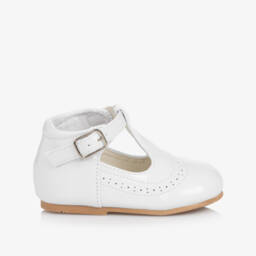 Sevva-White Patent Faux Leather First Walker Bar Shoes | Childrensalon