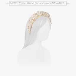 Sienna Likes To Party-Girls Ivory & Pink Padded Pearl Hairband | Childrensalon