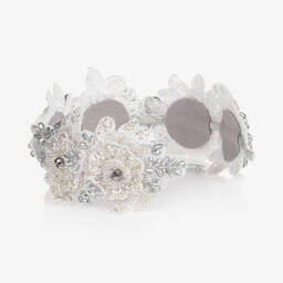 Sienna Likes To Party-Girls Silver Flower Hairband | Childrensalon