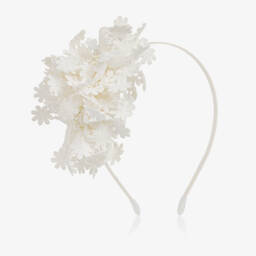 Beatrice & George-Girls White Embroidered Cotton Dress | Childrensalon