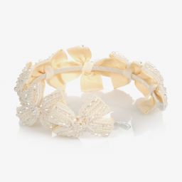 Sienna Likes To Party-Ivory Beaded Bow Hairband | Childrensalon