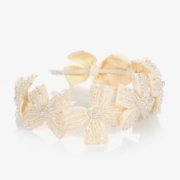 Sienna Likes To Party-Ivory Beaded Bow Hairband | Childrensalon