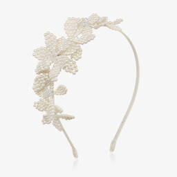 Sienna Likes To Party-Ivory Beaded Hairband | Childrensalon