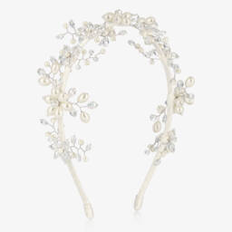 EIRENE-Girls Ivory & Pink Floral Chiffon Maxi Dress | Childrensalon