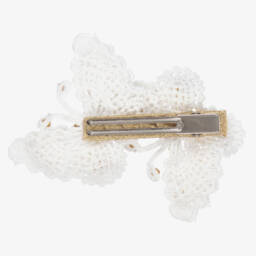 Sienna Likes To Party-White Butterfly Hair Clip (11cm) | Childrensalon