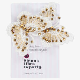 Sienna Likes To Party-White Butterfly Hair Clip (11cm) | Childrensalon