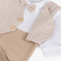 Sofija-طقم أفرول رومبر وجيليه قطن لون بيج للمواليد | Childrensalon