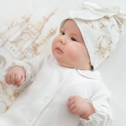 Sofija-طقم بطانية قطن لون عاجي للمولودات | Childrensalon