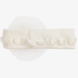 Sofija-Baby Girls Ivory Cotton Headband with Rosette | Childrensalon