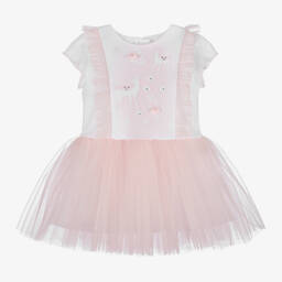 Sofija-فستان قطن وتول بكشكش لون زهري | Childrensalon