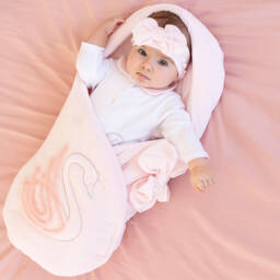 Sofija-Baby Girls Pink Velour Nest (69cm) | Childrensalon
