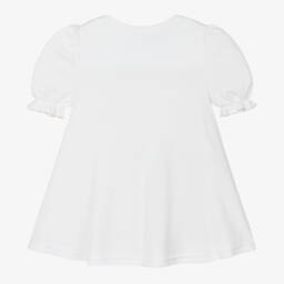 Sofija-Baby Girls White Cotton Floral Print Dress | Childrensalon