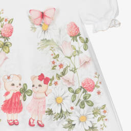 Sofija-Baby Girls White Cotton Floral Print Dress | Childrensalon