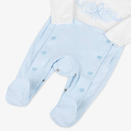 Sofija-بيبي غرو قطن لون أبيض وأزرق للمواليد | Childrensalon