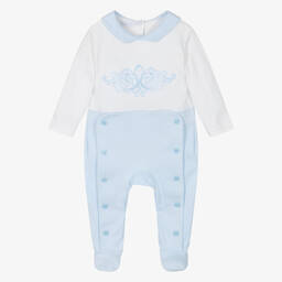 Sofija-بيبي غرو قطن لون أبيض وأزرق للمواليد | Childrensalon