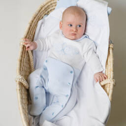 Sofija-بيبي غرو قطن لون أبيض وأزرق للمواليد | Childrensalon
