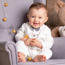 Sofija-Boys Ivory Cotton Babysuit | Childrensalon