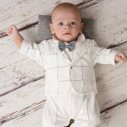 Sofija-Boys Ivory Cotton Babysuit | Childrensalon