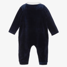 Sofija-بدلة أفرول رومبر قطن قطيفة لون كحلي للمواليد | Childrensalon