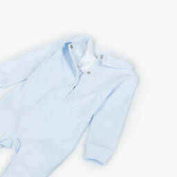 Sofija-Boys Pale Blue Cotton Tiger Print Babygrow | Childrensalon