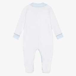 Sofija-Boys White Cotton Tiger Print Babygrow | Childrensalon